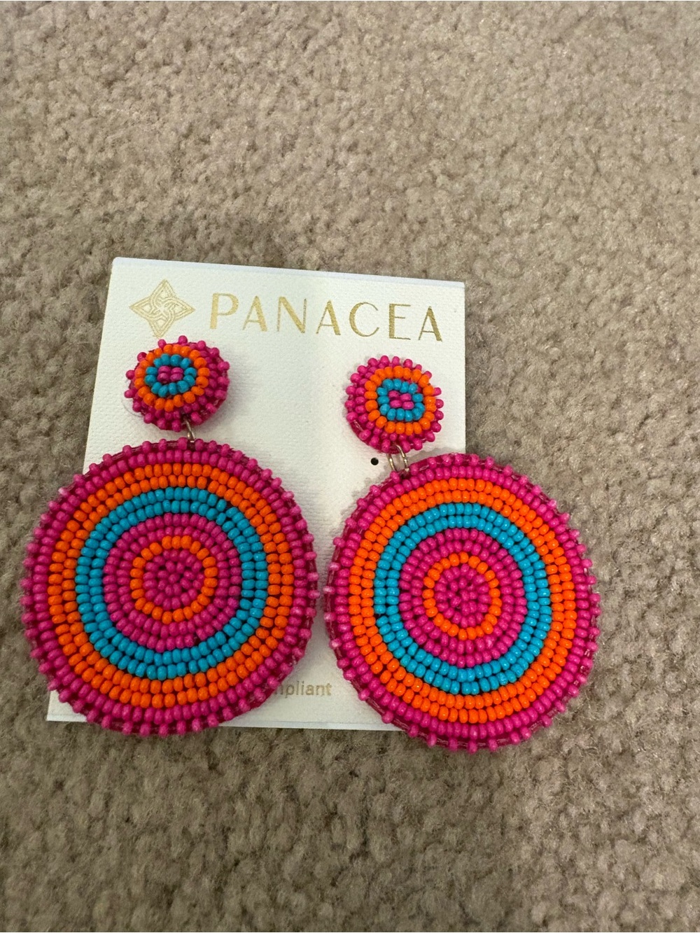 Nordstrom Kids Beaded Hoop Earrings in Hot Pink, Orange & Turquoise